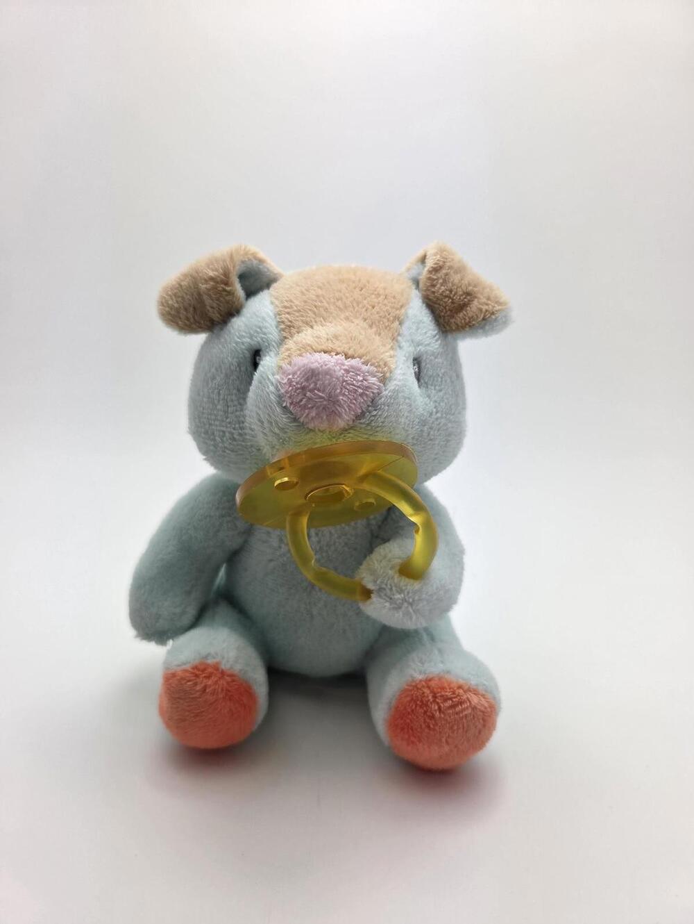 Russ Babies Love to Learn Soother Blue Pig Plush Sanitized Rare (4 inch)